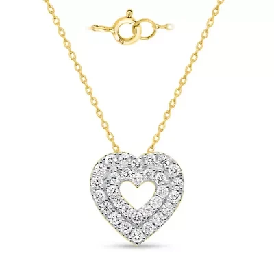 Lab Created 1CTW Grown Diamond Heart Pendant Gold Plated Sterling Silver