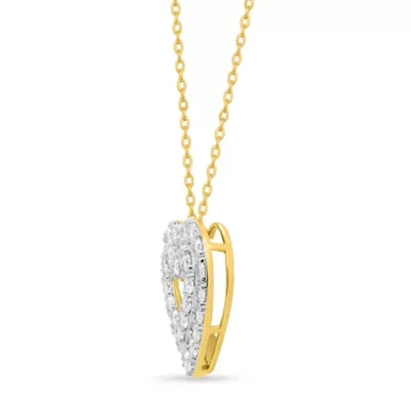 Lab Created 1CTW Grown Diamond Heart Pendant Gold Plated Sterling Silver