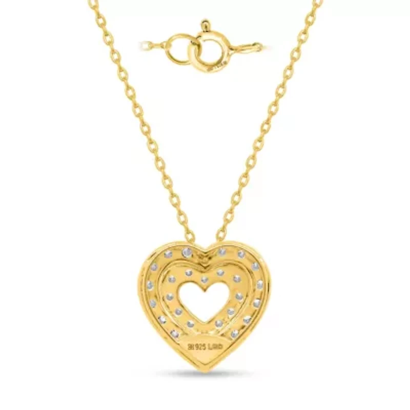 Lab Created 1CTW Grown Diamond Heart Pendant Gold Plated Sterling Silver