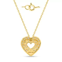Lab Created 1CTW Grown Diamond Heart Pendant Gold Plated Sterling Silver