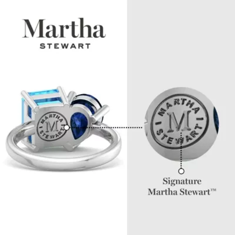 Lab Created Martha Stewart / Carat Blue Topaz and Sapphire Two Stone Ring Sterling Silver