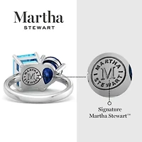 Lab Created Martha Stewart / Carat Blue Topaz and Sapphire Two Stone Ring Sterling Silver