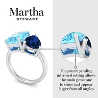 Lab Created Martha Stewart / Carat Blue Topaz and Sapphire Two Stone Ring Sterling Silver