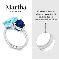 Lab Created Martha Stewart / Carat Blue Topaz and Sapphire Two Stone Ring Sterling Silver