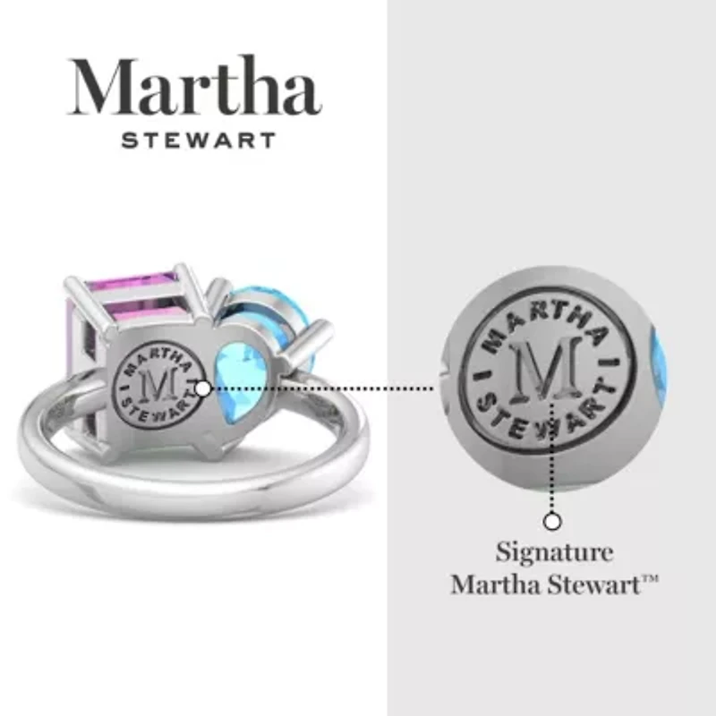 Lab Created Martha Stewart / Carat Sapphire and Blue Topaz Two Stone Ring Sterling Silver