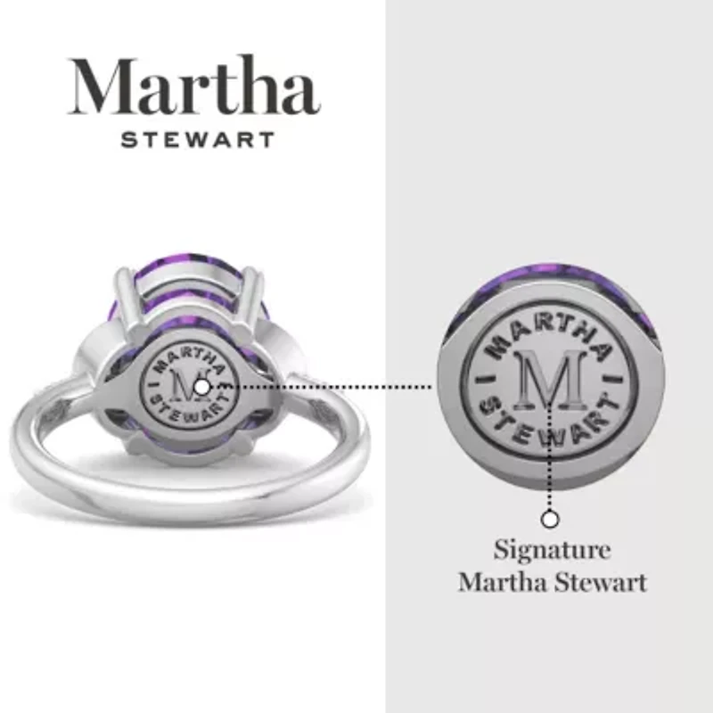 Lab Created Martha Stewart 4 1/ Carat Oval Shape Gemstone and Grown Diamond Ring Sterling Silver