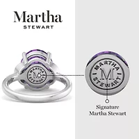 Lab Created Martha Stewart 4 1/ Carat Oval Shape Gemstone and Grown Diamond Ring Sterling Silver