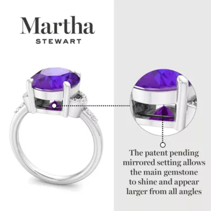 Lab Created Martha Stewart 4 1/ Carat Oval Shape Gemstone and Grown Diamond Ring Sterling Silver