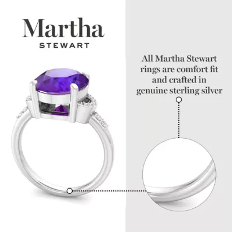 Lab Created Martha Stewart 4 1/ Carat Oval Shape Gemstone and Grown Diamond Ring Sterling Silver