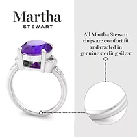 Lab Created Martha Stewart 4 1/ Carat Oval Shape Gemstone and Grown Diamond Ring Sterling Silver