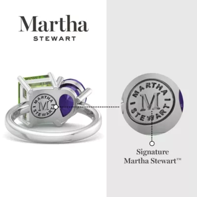 Lab Created Martha Stewart Carat Peridot and Amethyst Two Stone Ring Sterling Silver