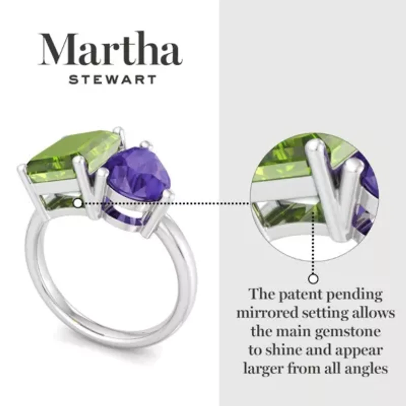 Lab Created Martha Stewart Carat Peridot and Amethyst Two Stone Ring Sterling Silver