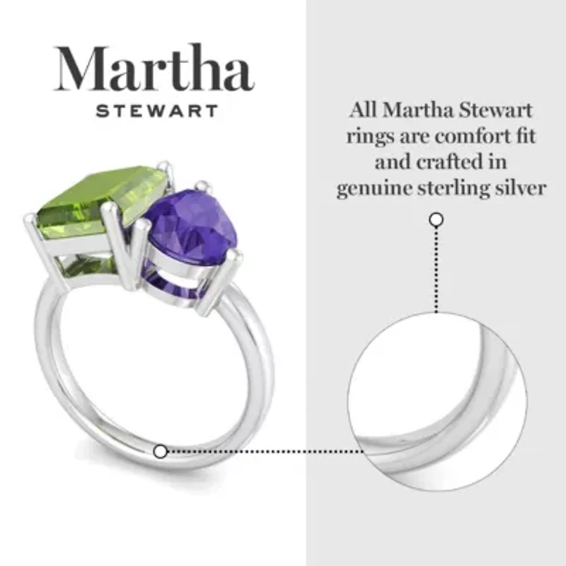 Lab Created Martha Stewart Carat Peridot and Amethyst Two Stone Ring Sterling Silver
