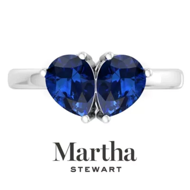 Lab Created Martha Stewart / Carat Sapphire Two Stone Ring Sterling Silver