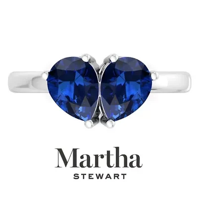 Lab Created Martha Stewart Carat Sapphire Two Stone Ring Sterling Silver