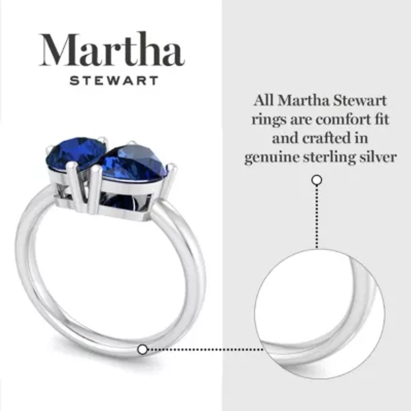 Lab Created Martha Stewart / Carat Sapphire Two Stone Ring Sterling Silver