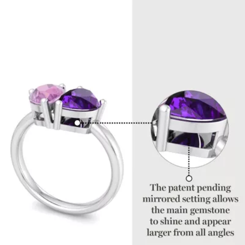 Lab Created Martha Stewart / Carat Pink Sapphire and Amethyst Two Stone Ring Sterling Silver