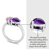 Lab Created Martha Stewart / Carat Pink Sapphire and Amethyst Two Stone Ring Sterling Silver