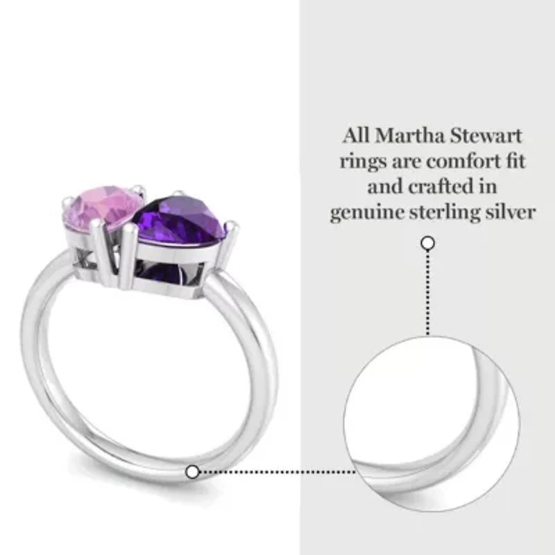 Lab Created Martha Stewart / Carat Pink Sapphire and Amethyst Two Stone Ring Sterling Silver
