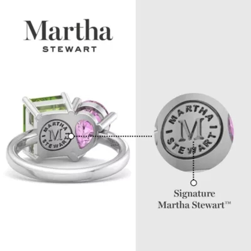 Lab Created Martha Stewart / Carat Peridot and Pink Sapphire Two Stone Ring Sterling Silver