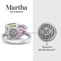 Lab Created Martha Stewart / Carat Peridot and Pink Sapphire Two Stone Ring Sterling Silver