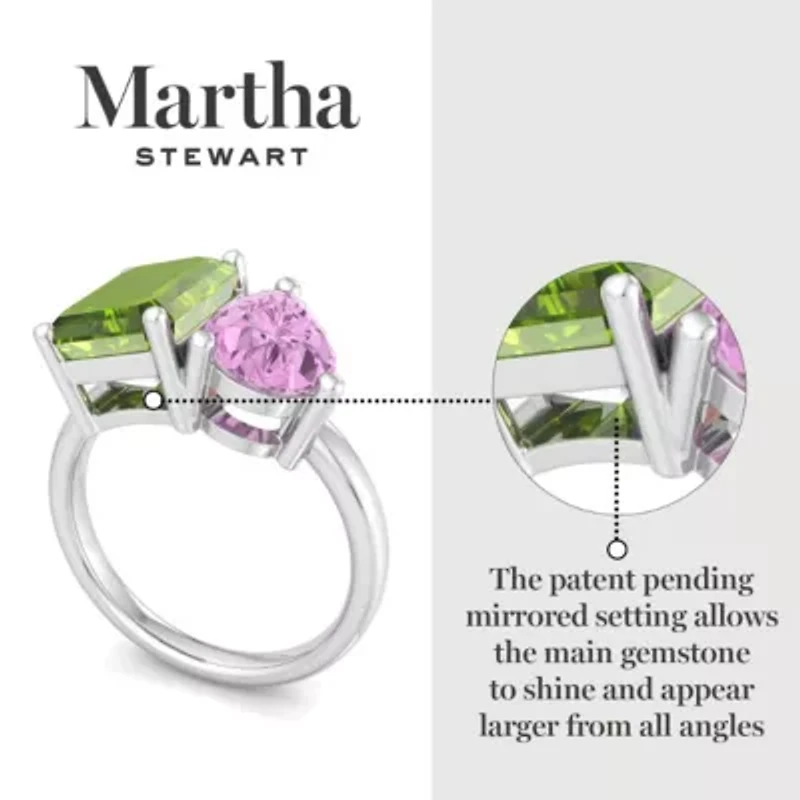 Lab Created Martha Stewart / Carat Peridot and Pink Sapphire Two Stone Ring Sterling Silver
