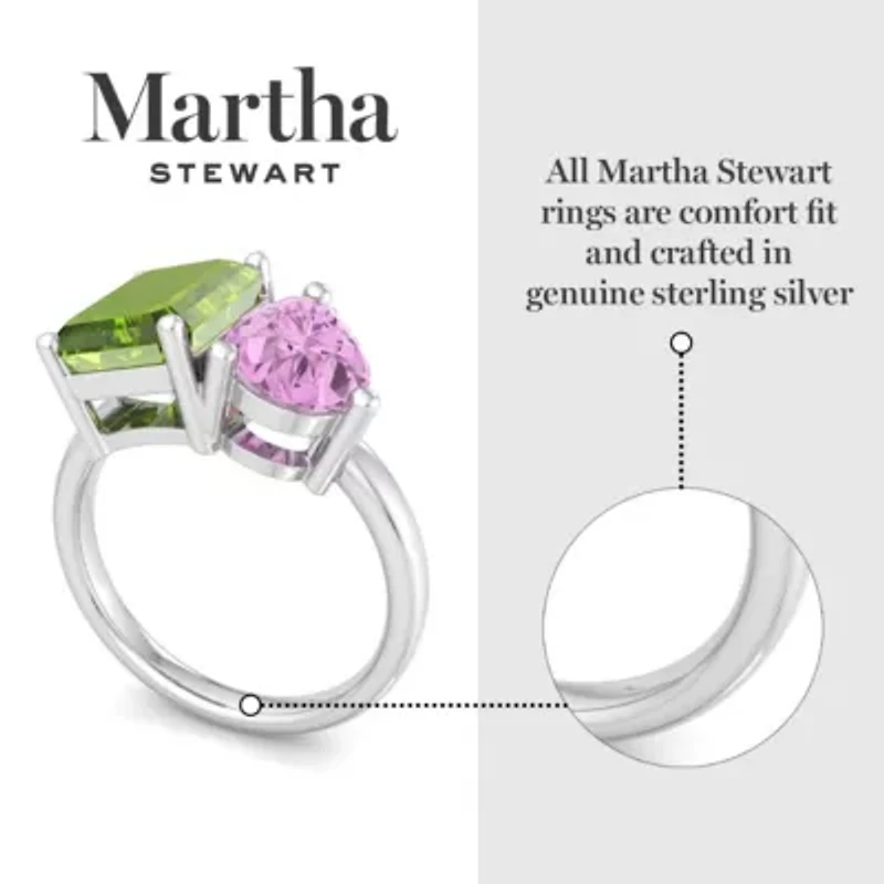 Lab Created Martha Stewart / Carat Peridot and Pink Sapphire Two Stone Ring Sterling Silver