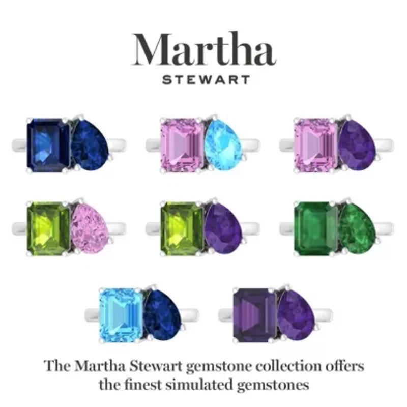 Lab Created Martha Stewart / Carat Peridot and Pink Sapphire Two Stone Ring Sterling Silver