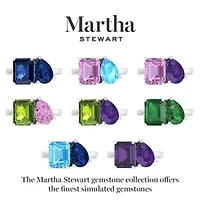 Lab Created Martha Stewart / Carat Peridot and Pink Sapphire Two Stone Ring Sterling Silver