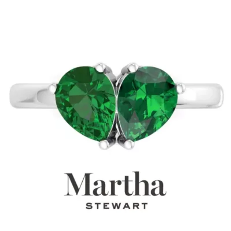Lab Created Martha Stewart Carat Emerald Two Stone Ring Sterling Silver