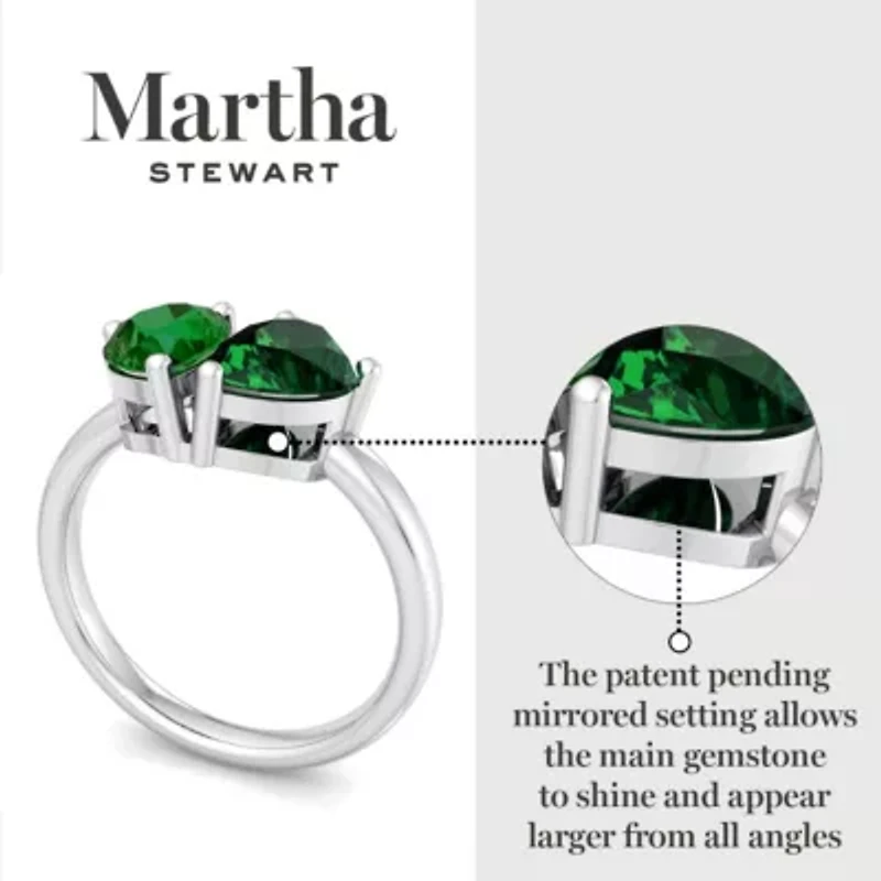 Lab Created Martha Stewart Carat Emerald Two Stone Ring Sterling Silver