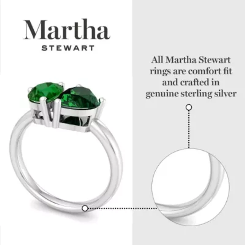 Lab Created Martha Stewart Carat Emerald Two Stone Ring Sterling Silver