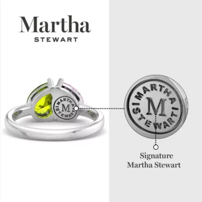 Lab Created Martha Stewart / Carat Peridot and Pink Sapphire Two Stone Ring Sterling Silver