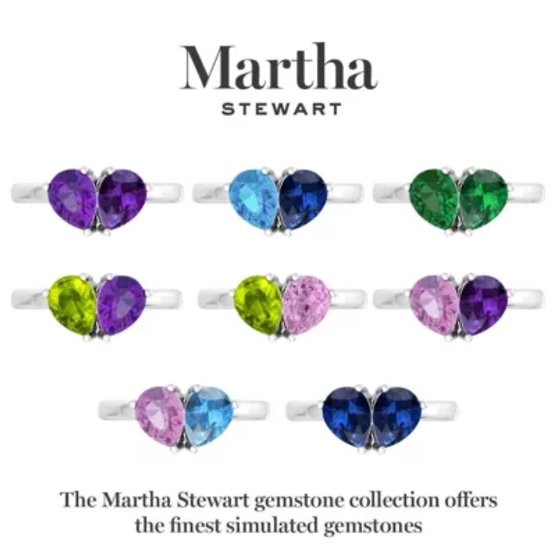 Lab Created Martha Stewart / Carat Peridot and Pink Sapphire Two Stone Ring Sterling Silver