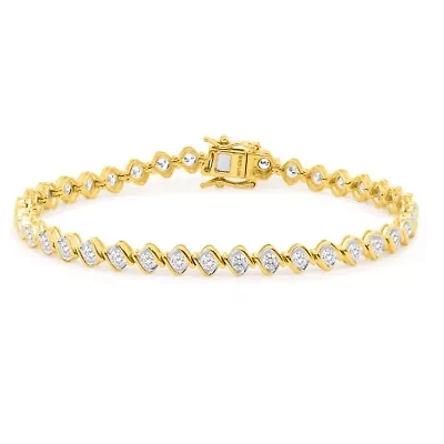 Lab Created 3CTW Grown Diamond Bracelet Gold Plated Sterling Silver