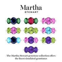 Lab Created Martha Stewart 5 Carat Oval Shape Amethyst and Grown Diamond Three Stone Plus Ring Sterling Silver