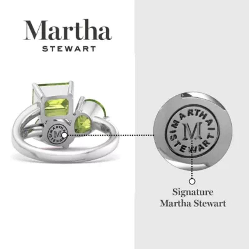 Lab Created Martha Stewart 3 3/4 Carat Peridot Three Stone Cluster Ring Sterling Silver