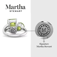 Lab Created Martha Stewart 3 3/4 Carat Peridot Three Stone Cluster Ring Sterling Silver