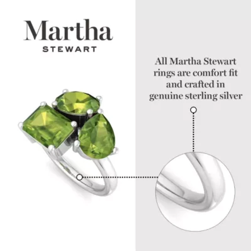 Lab Created Martha Stewart 3 3/4 Carat Peridot Three Stone Cluster Ring Sterling Silver