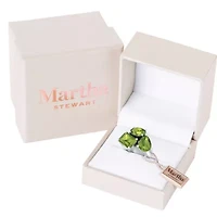 Lab Created Martha Stewart 3 3/4 Carat Peridot Three Stone Cluster Ring Sterling Silver