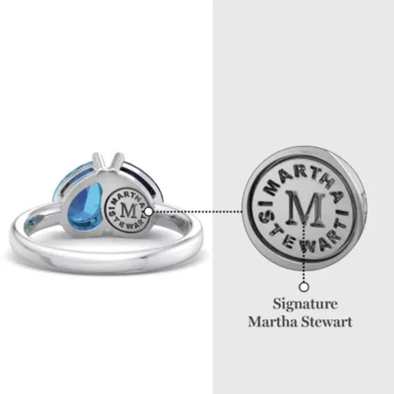 Lab Created Martha Stewart 2 Carat Blue Topaz and Sapphire Two Stone Ring Sterling Silver