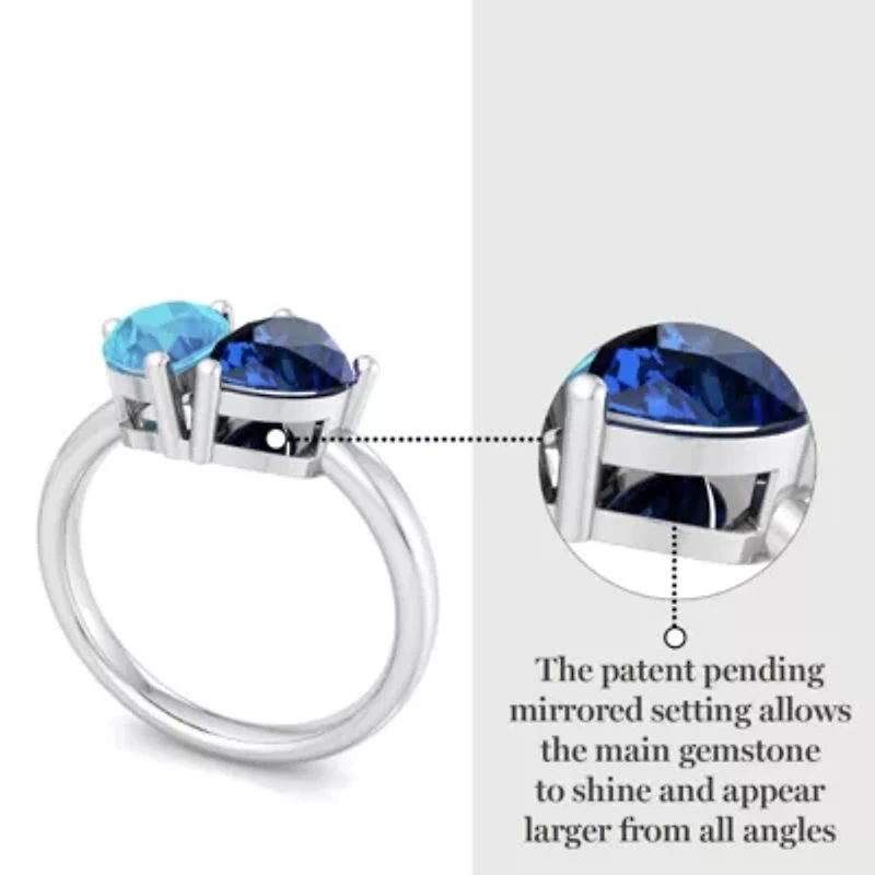 Lab Created Martha Stewart 2 Carat Blue Topaz and Sapphire Two Stone Ring Sterling Silver