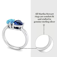 Lab Created Martha Stewart 2 Carat Blue Topaz and Sapphire Two Stone Ring Sterling Silver