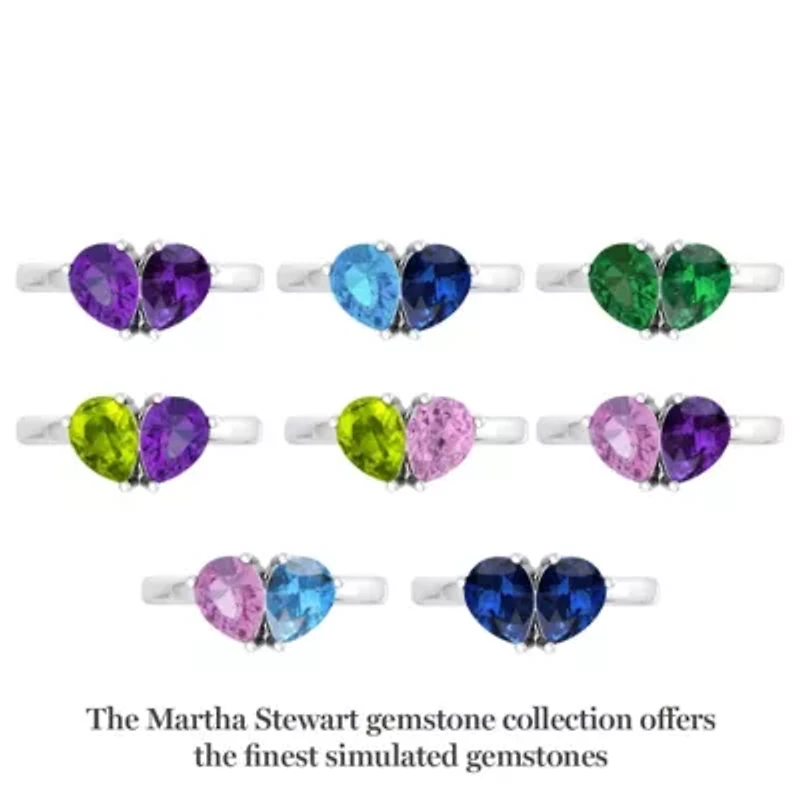 Lab Created Martha Stewart 2 Carat Blue Topaz and Sapphire Two Stone Ring Sterling Silver