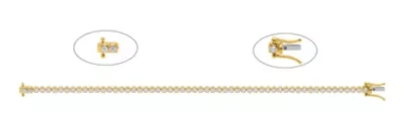 Lab Created 2CTW Grown Diamond Tennis Bracelet Gold Plated Sterling Silver