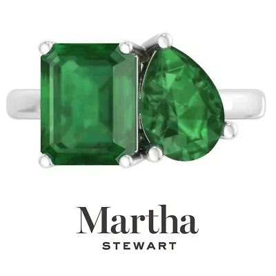Lab Created Martha Stewart Carat Emerald Two Stone Ring Sterling Silver