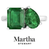 Lab Created Martha Stewart Carat Emerald Two Stone Ring Sterling Silver