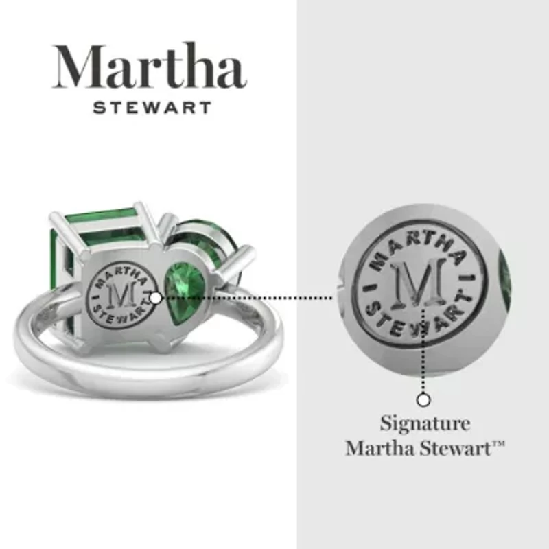 Lab Created Martha Stewart Carat Emerald Two Stone Ring Sterling Silver