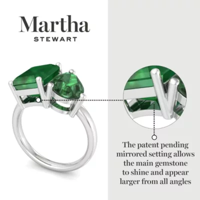 Lab Created Martha Stewart Carat Emerald Two Stone Ring Sterling Silver