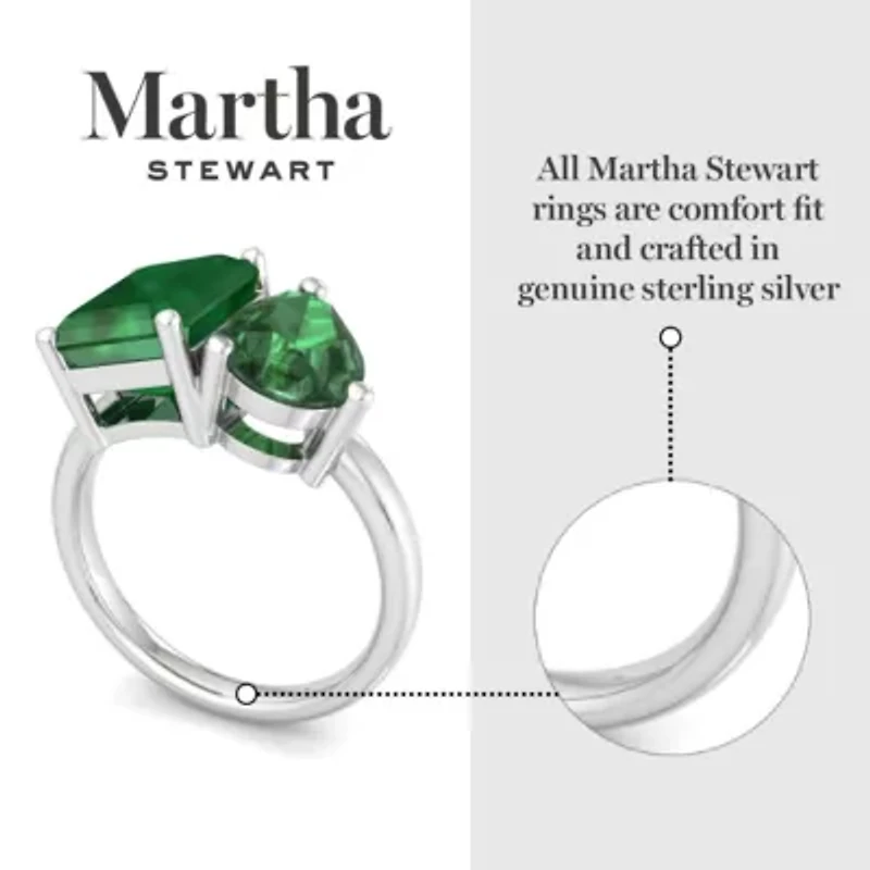 Lab Created Martha Stewart Carat Emerald Two Stone Ring Sterling Silver